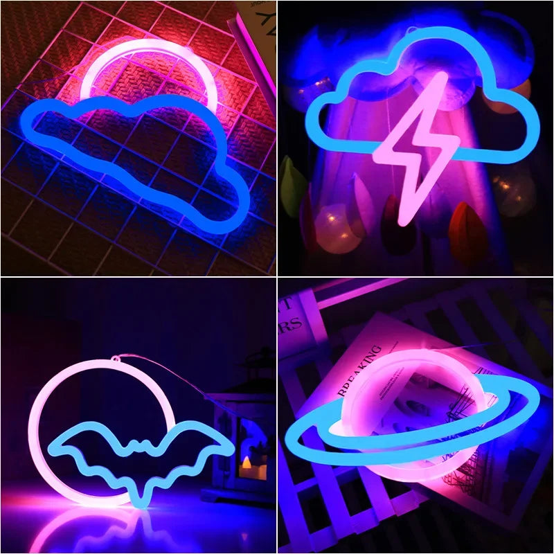 Party Neon Light Night Gamepad Fire Moon Star Sign Modeling Lamp Room Wall Art Decoration Wholesale Xmas Birthday Wedding