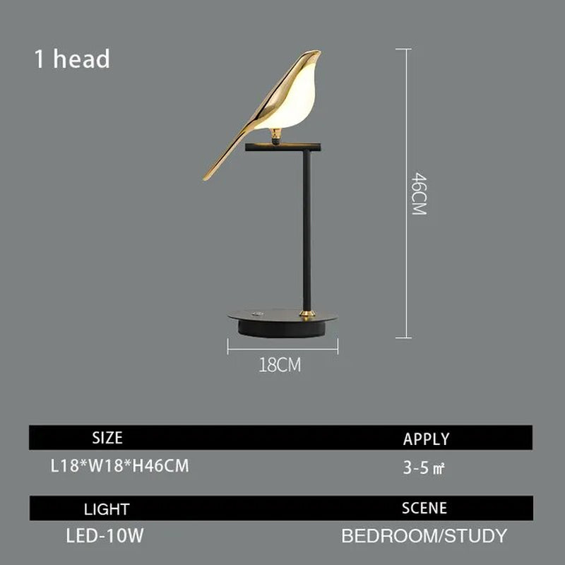 The New Led Desk Lamp Postmodern Electroplating Golden Bird Garden Reading Desk Lamp Bedroom Study Living Room Floor Lamp