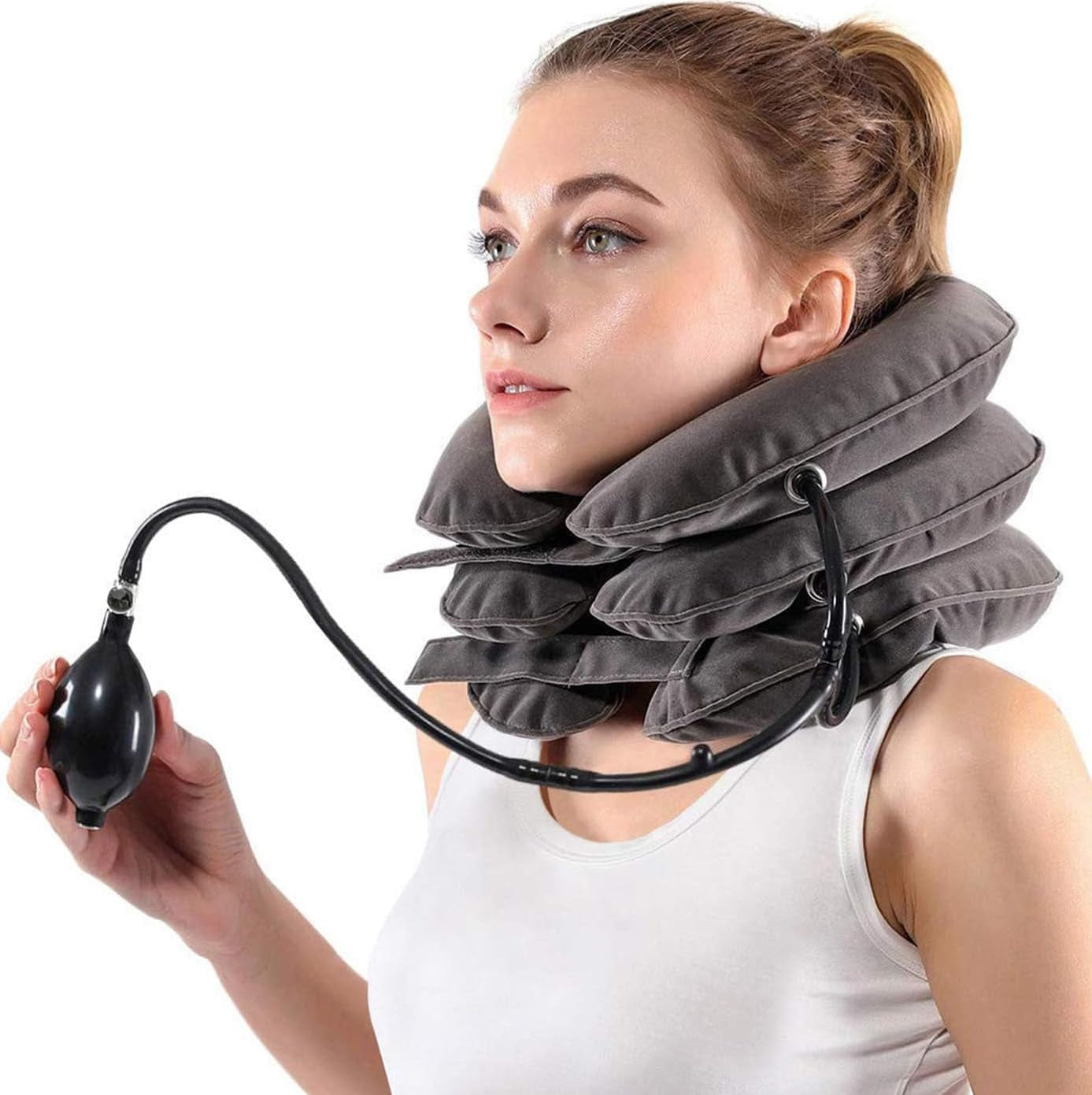 Cervical Neck Traction Device for Intant Neck Pain Relief - Inflatable & Adjutable Neck tretcher Neck upport Brace, Neck Traction Pillow for Home Ue Neck Decompreion