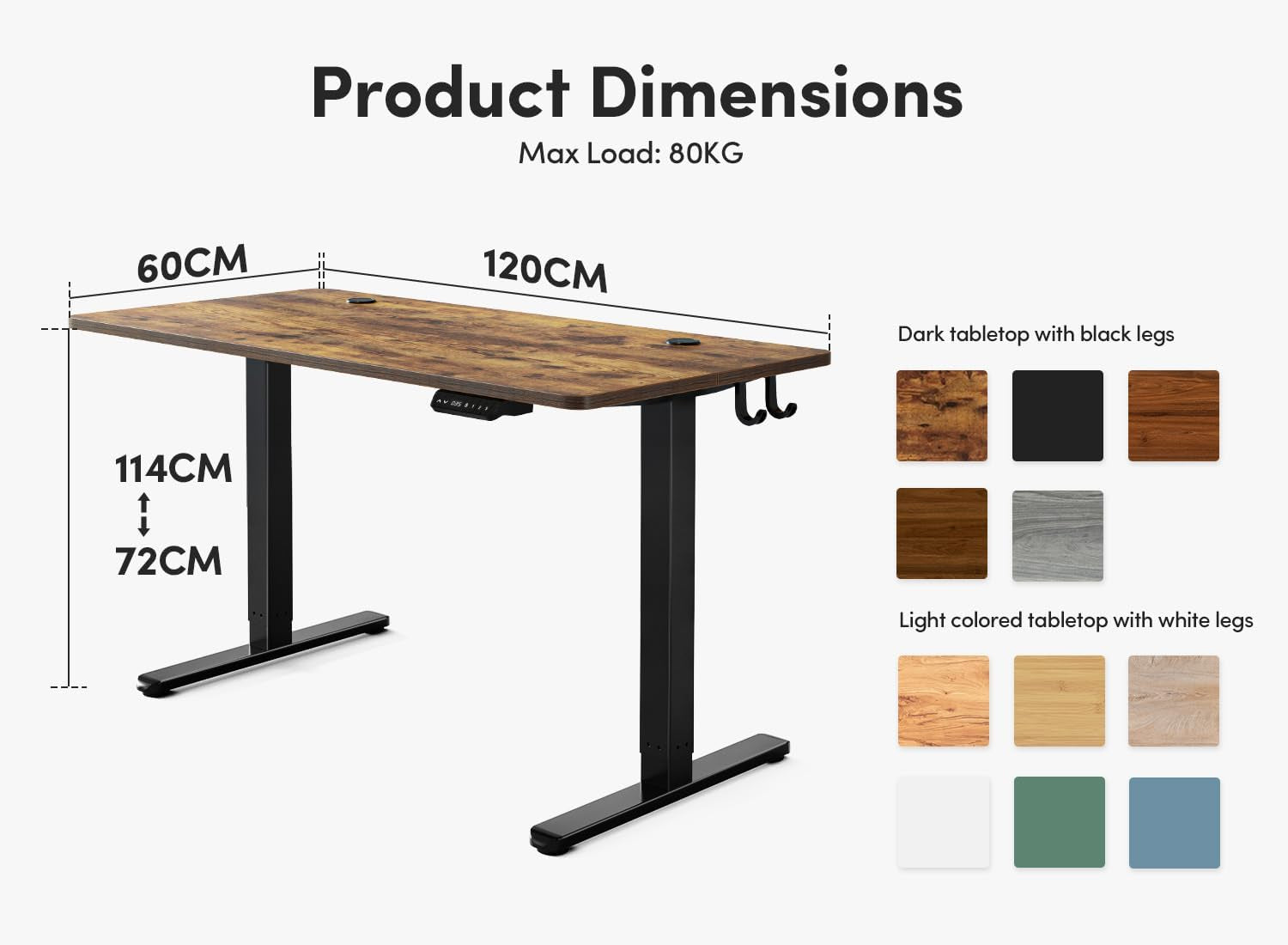 Electric Standing Desk, 48 X 24 Inches Height Adjustable Stand up Desk, Sit Stand Home Office Desk, Computer Desk, Rustic Brown