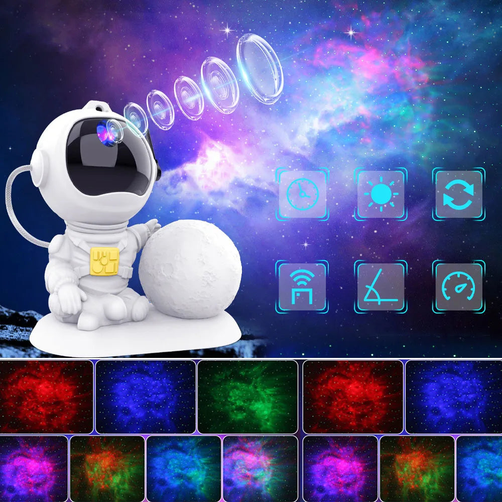 Astronaut Galaxy Projector Galaxy Night Light LED RGB Moon Table Lamp Smart Remote Control for Room Decor Children Gifts