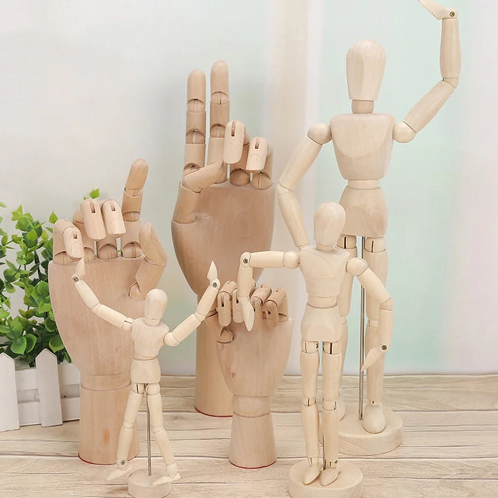 8/10/12 Inch Artist Wooden Manikin Mannequin Sketch Sculpting Lay Figure Drawing Model Jointed Doll Natural Wood Limbs Body Toys