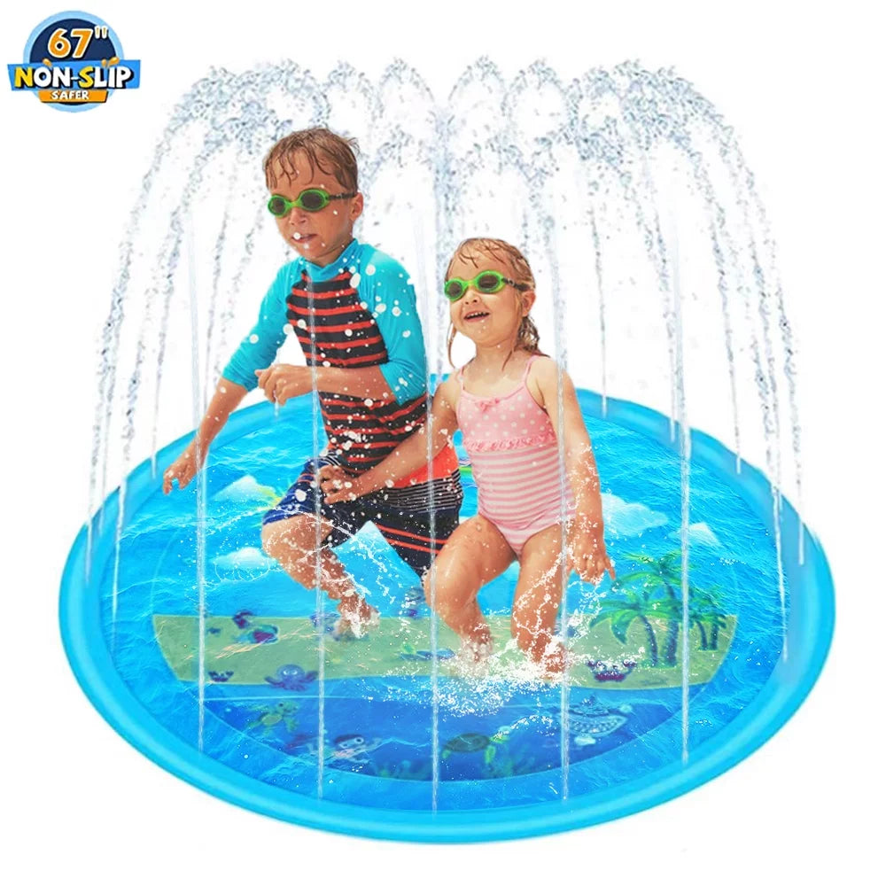 67" Inflatable Splash Pad for Toddlers, Outdoor Sprinkler for Kids, Dog Sprinkler Pool, Inflatable Water Toys Inflatable Wading Baby Pool