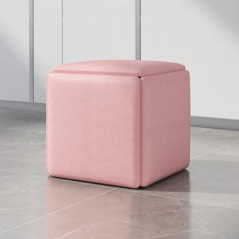 5-In-1 Creative Magic Cube Stool Wheeled Dining Chairs Bedside Footstool Decor Ottoman for Home Use Multifunctional